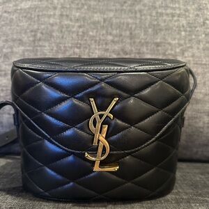 Yves Saint Laurent June Box Black Quilted Crossbody Bag with Gold Logo